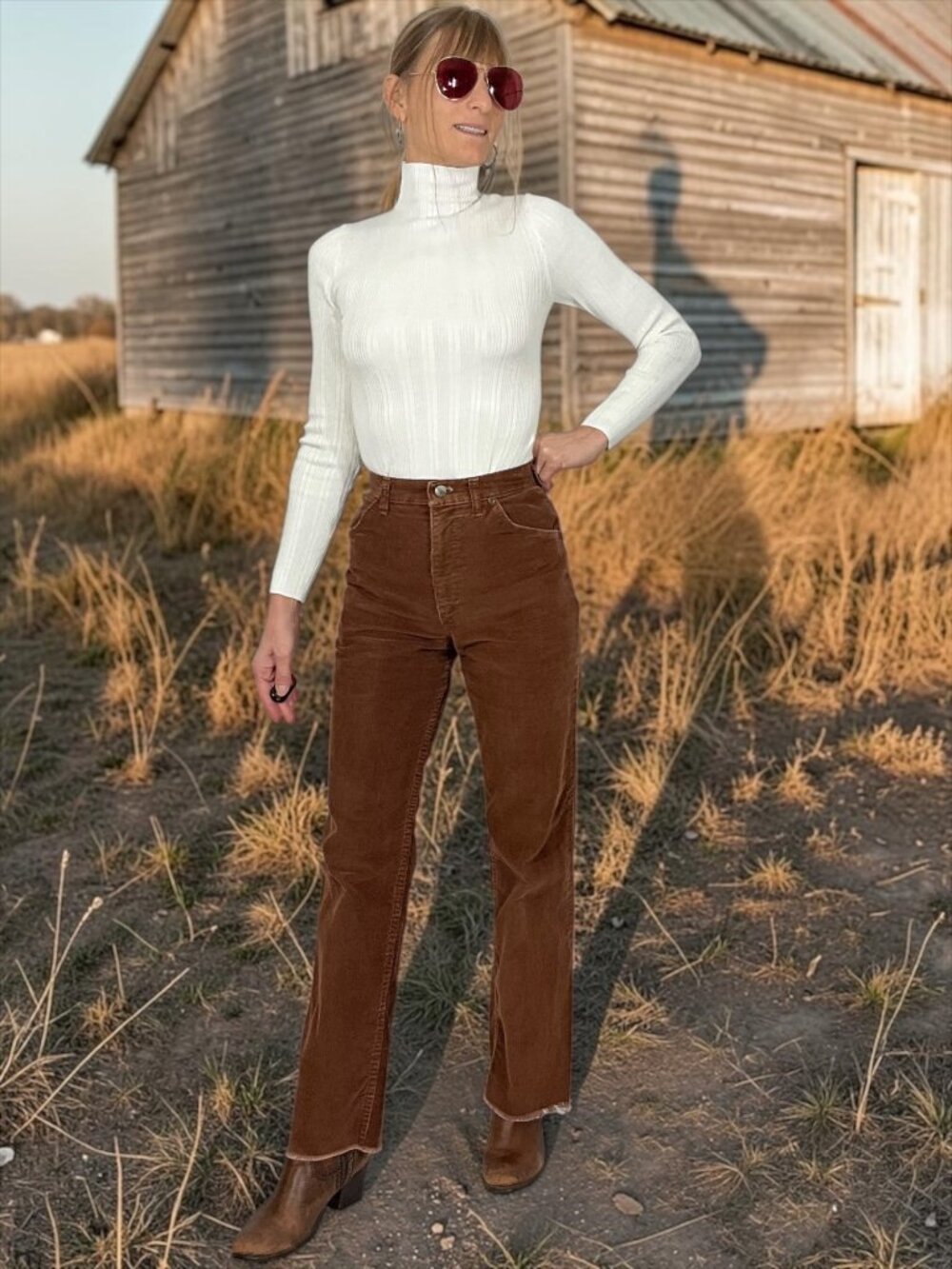 Wrangler Vintage Corduroy Pant Junior 7 24X28 Brown Straight Leg
